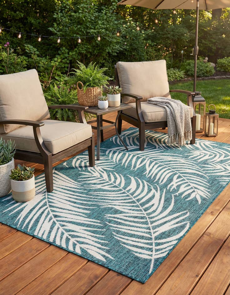 Detail image of 4' x 6'  Washable Botanical Indoor / Outdoor Rug