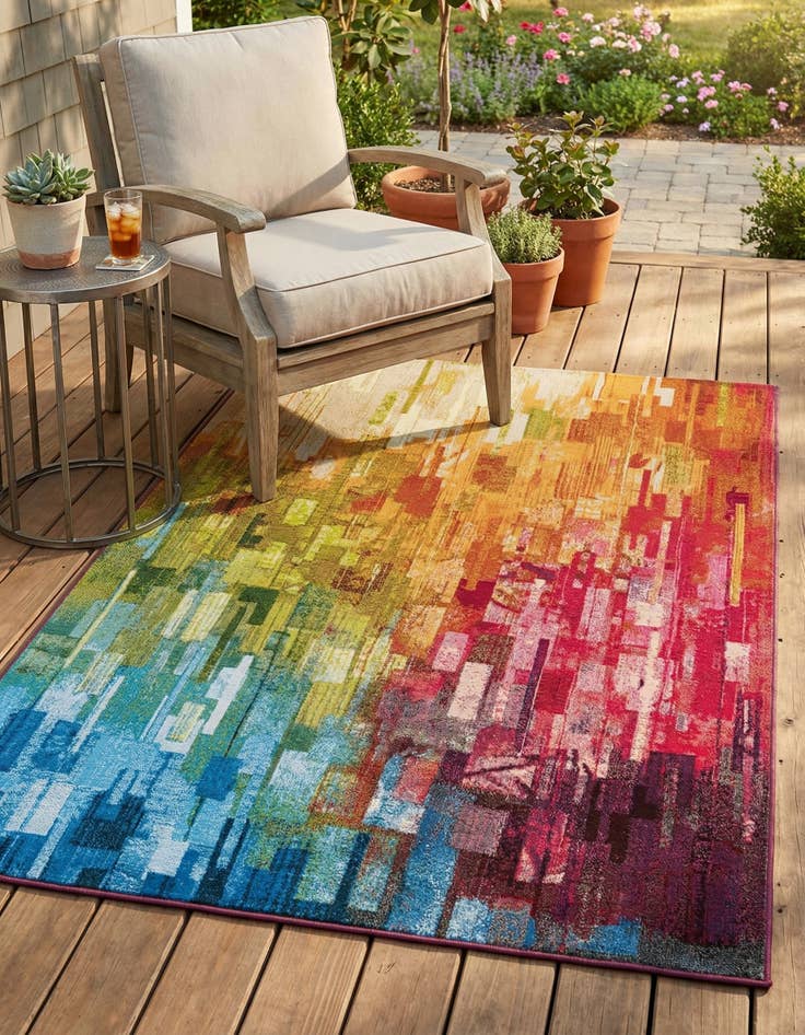 Detail image of 5' x 7' Easy-Clean Modern Indoor / Outdoor Rug