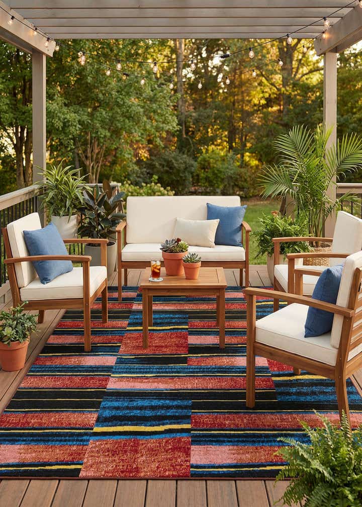 6' x 9' Easy-Clean Modern Indoor / Outdoor Rug