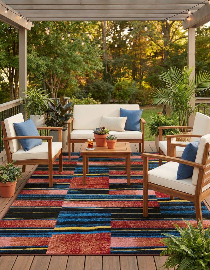 Detail image of 6' x 9'  Washable Modern Indoor / Outdoor Rug
