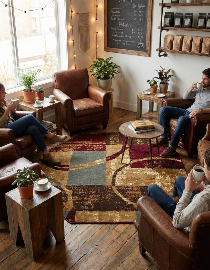 Detail image of 5' 3 x 5' 3 Coffee Shop Octagon Rug