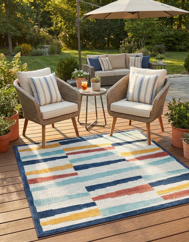 Detail image of 5' 3 x 5' 3  Washable Belize Indoor / Outdoor Square Rug