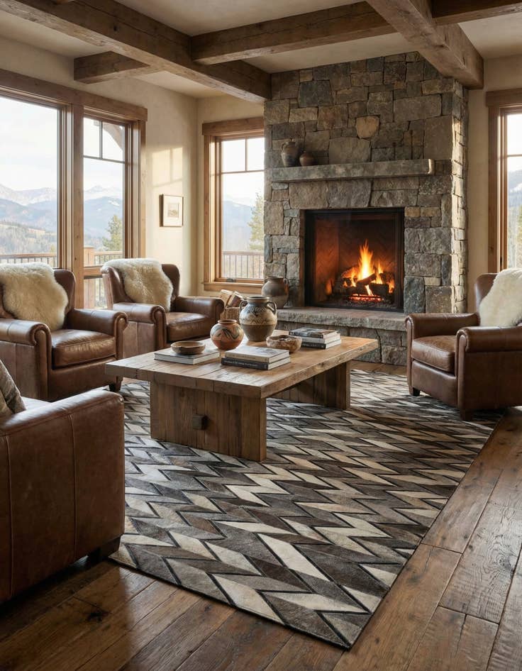 Detail image of  5' 2 x 8' 1 Cowhide - Patchwork Rug