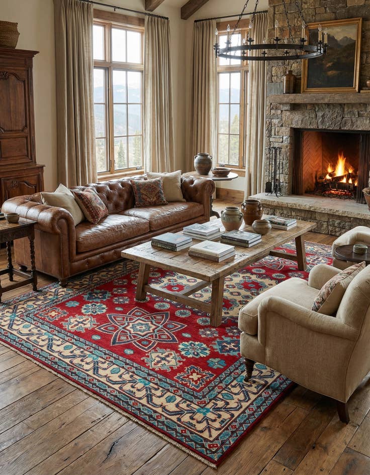 Detail image of 6' 10 x 9' 9 Hand Knotted Kazak Rug