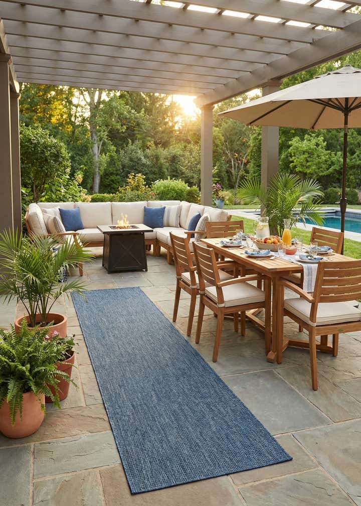 2' 7 x 12' Easy-Clean Solid Indoor / Outdoor Runner Rug