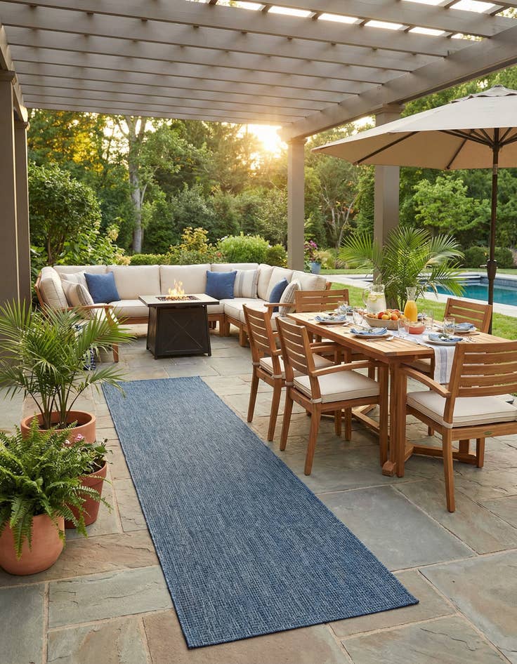 Detail image of 2' 7 x 12' Easy-Clean Solid Indoor / Outdoor Runner Rug