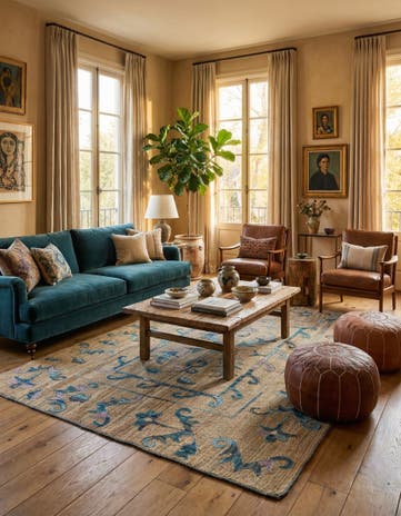 5' 2 x 6' 4 Kilim Suzani Wool Square Rug