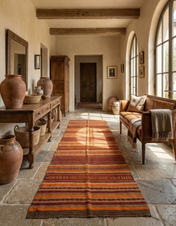 4' 1 x 11' 4 Hand Woven Kilim Fars Wool Runner Rug