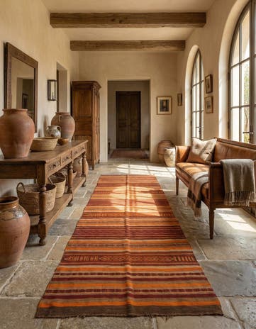 4' 1 x 11' 4 Hand Woven Kilim Fars Wool Runner Rug