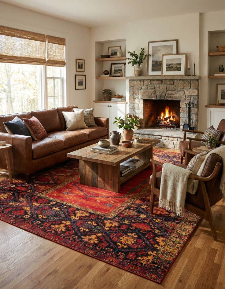 Detail image of 10' x 12' Easy-Clean Tribal Indoor / Outdoor Rug