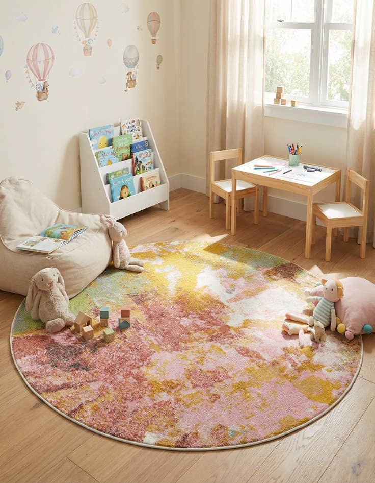 Detail image of 5' 1 x 5' 1 Abstract Whimsy Kids Round Rug