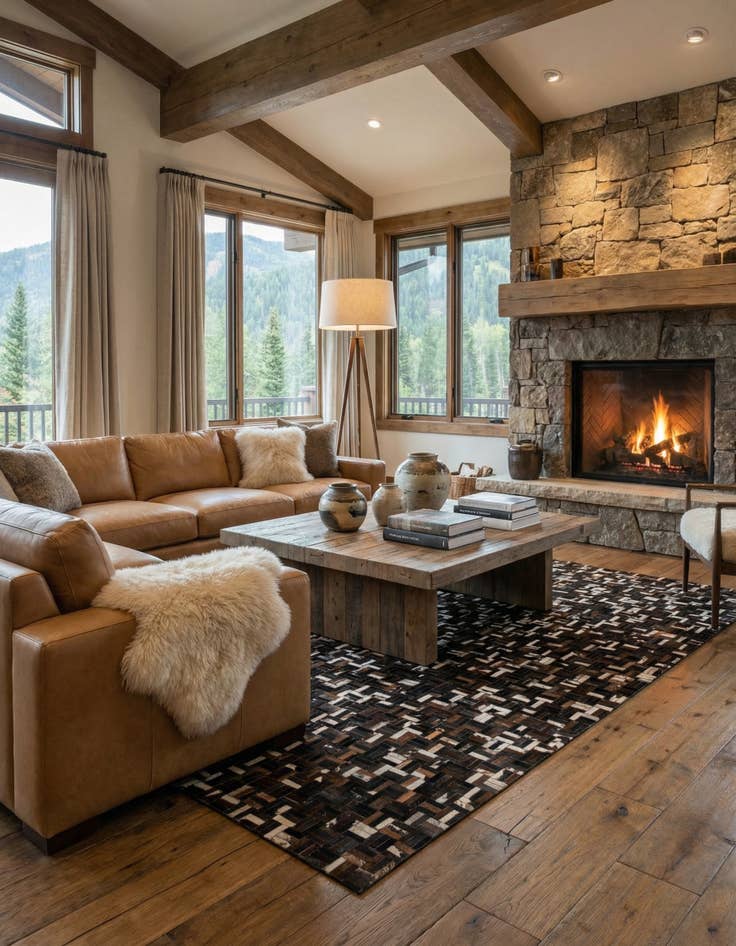 Detail image of 7' 8 x 9' 10 Cowhide Leather Rug