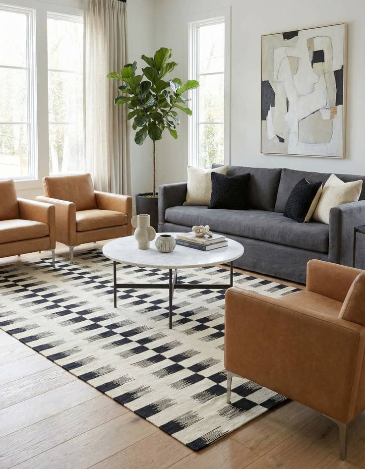 Detail image of 6' x 7' 9  Hand Woven Kilim Modern Wool Rug