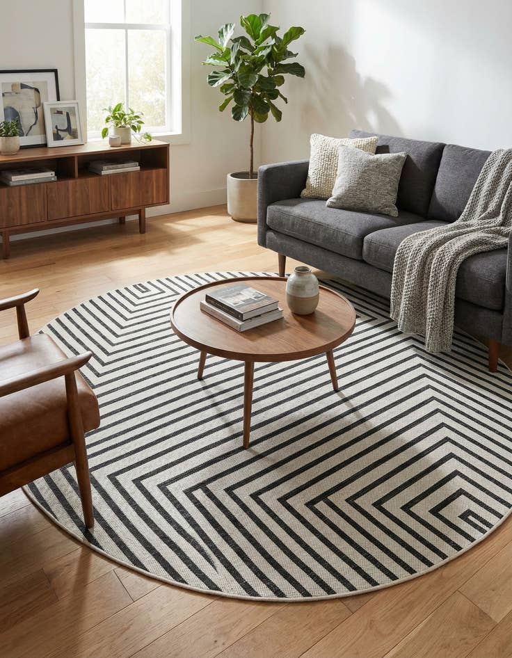 Detail image of  6' x 6'  Washable Modern Indoor / Outdoor Round Rug