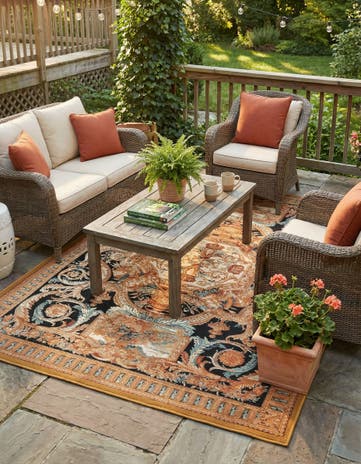 6' x 9' Easy-Clean Traditional Indoor / Outdoor Rug