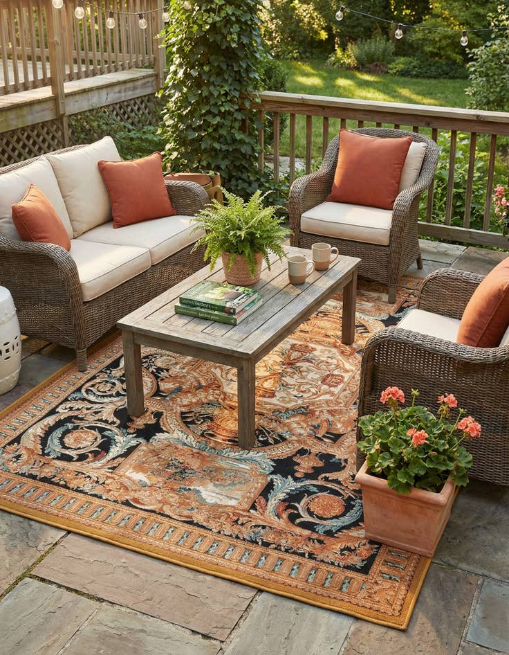 Detail image of 6' x 9'  Washable Traditional Indoor / Outdoor Rug