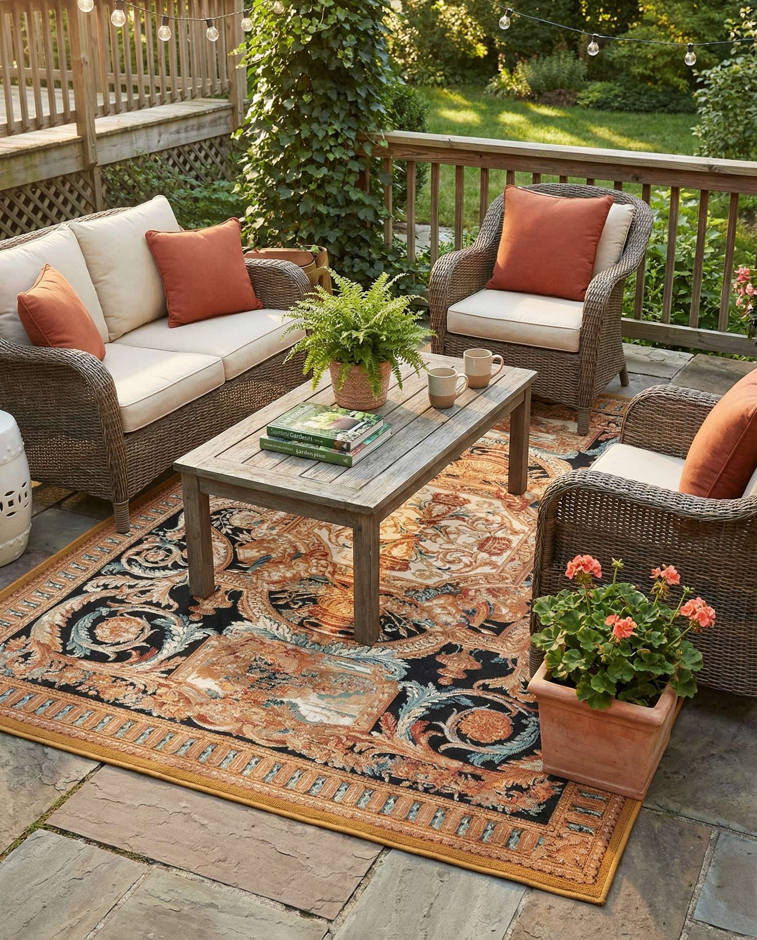 6' x 9' Easy-Clean Traditional Indoor / Outdoor Rug