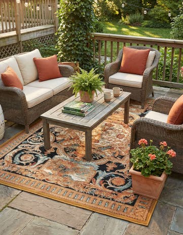 6' x 9' Easy-Clean Traditional Indoor / Outdoor Rug