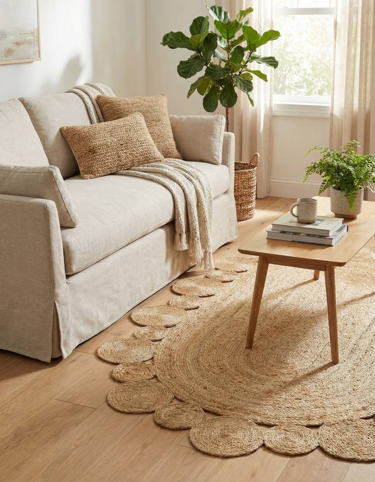 Detail image of  5' 1 x 8'  Hand Braided Jute Oval Rug