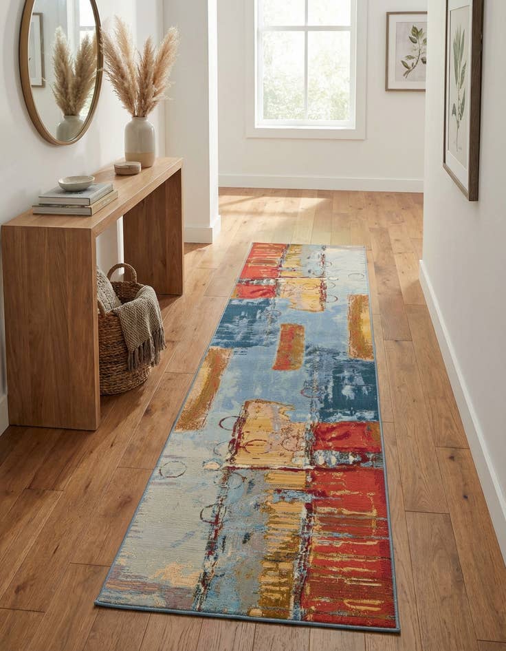 Detail image of 2' 7 x 10'  Washable Modern Indoor / Outdoor Runner Rug