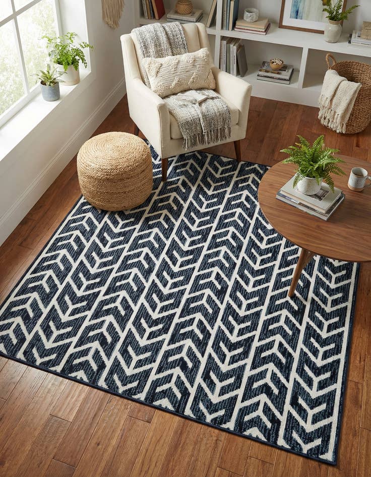 Detail image of 6' x 6'  Washable Sabrina Soto Aston Indoor / Outdoor Square Rug