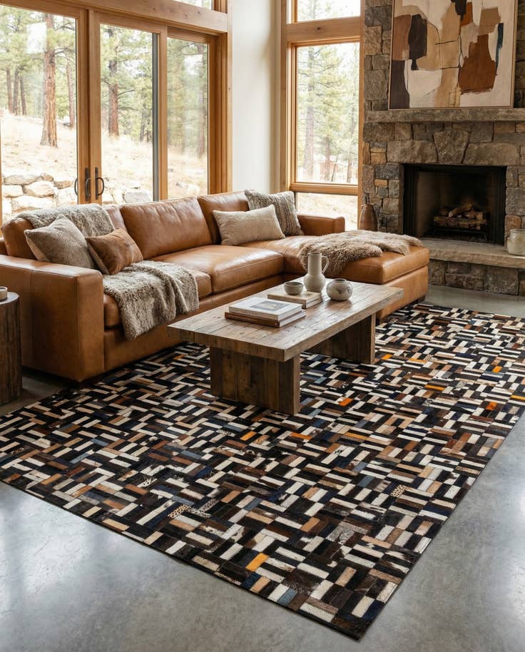 Detail image of 5' 2 x 8' 1 Cowhide - Patchwork Rug