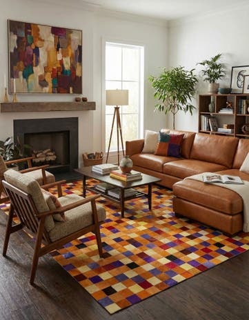 7' 11 x 9' 11 Cowhide - Patchwork Rug