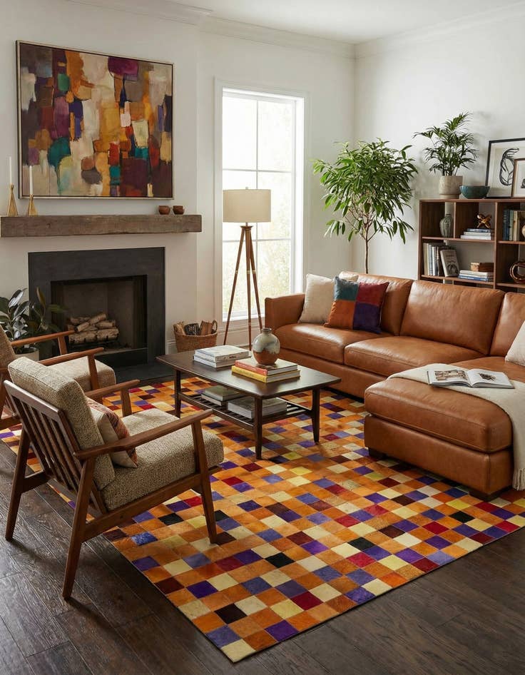 Detail image of 7' 11 x 9' 11 Cowhide - Patchwork Rug