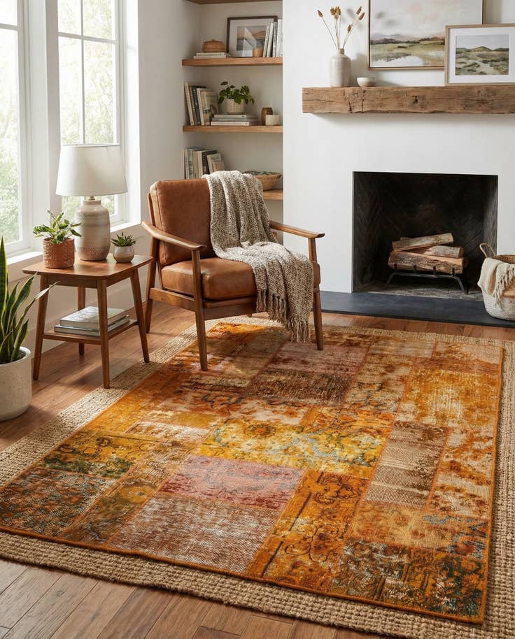 Detail image of 4' x 5' 10 Hand Knotted Ultra Vintage Persian Wool Rug
