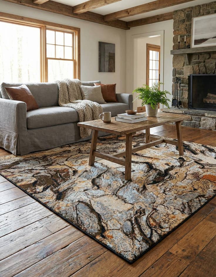 Detail image of  7' 10 x 7' 10  Washable Modern Indoor / Outdoor Square Rug