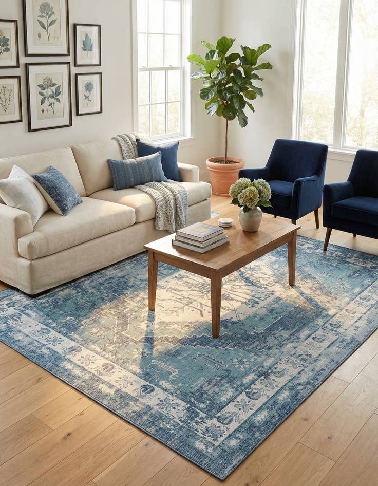 Detail image of  10' x 13'  Washable Traditional Indoor / Outdoor Rug