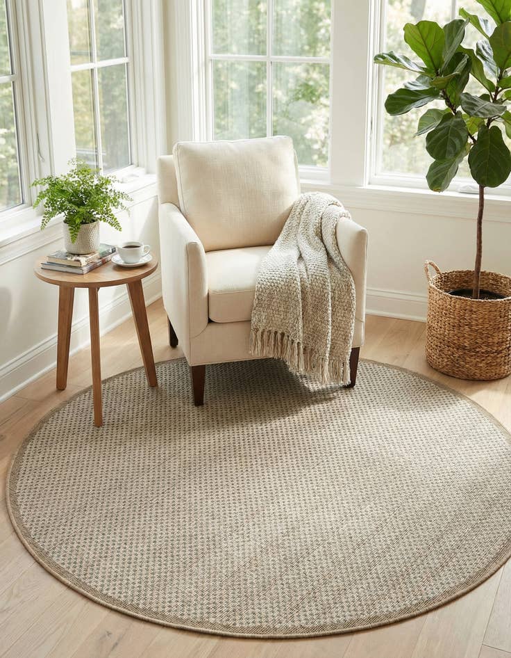 Detail image of 5' x 5' Easy-Clean Border Indoor / Outdoor Round Rug