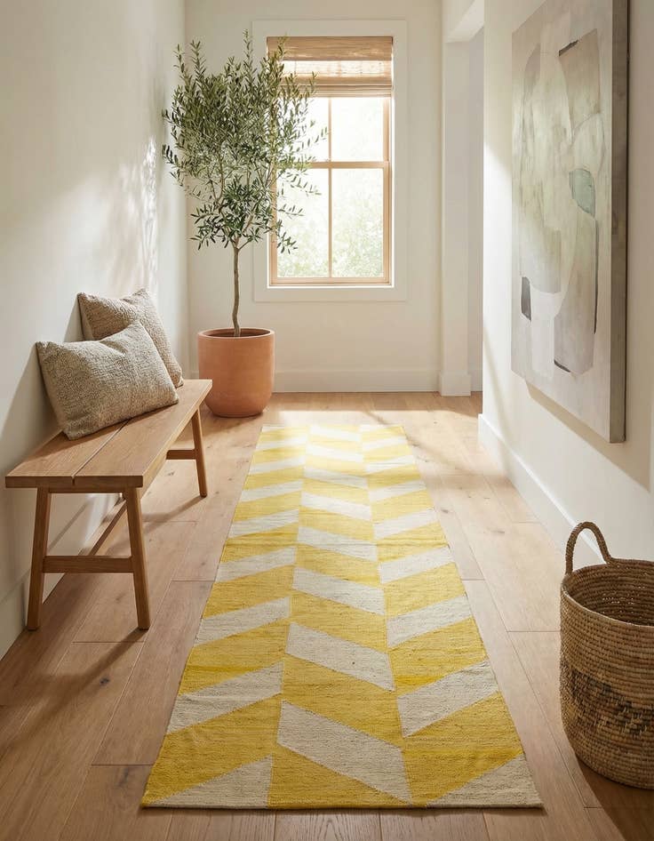 Detail image of 2' 4 x 12' 8  Hand Woven Kilim Modern Wool Runner Rug