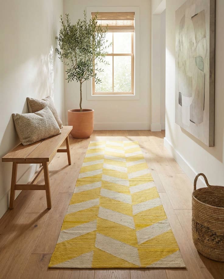 Detail image of 2' 4 x 12' 8 Hand Woven Kilim Modern Wool Runner Rug