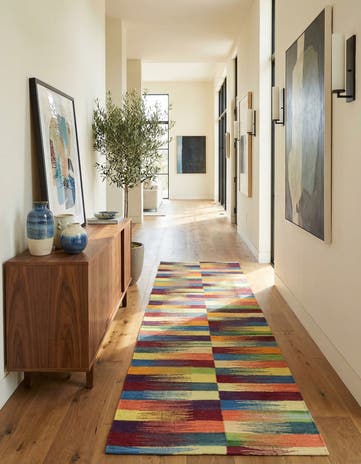 2' 6 x 7' 9 Hand Woven Kilim Modern Wool Runner Rug