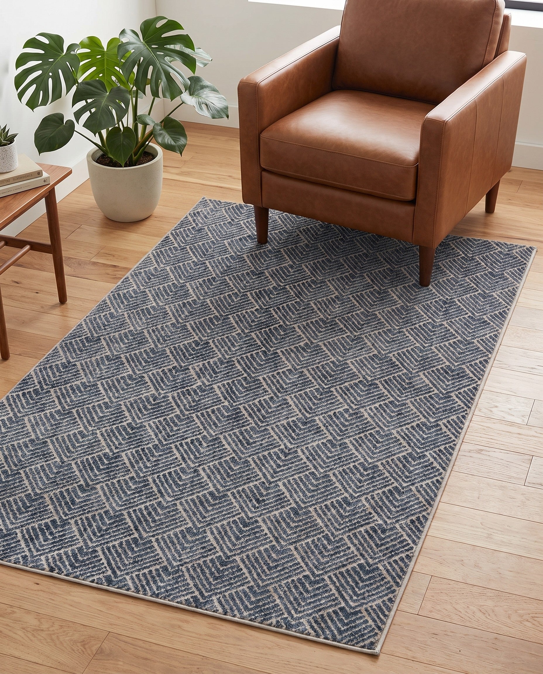 Harbor Blue Eco Trellis Rug