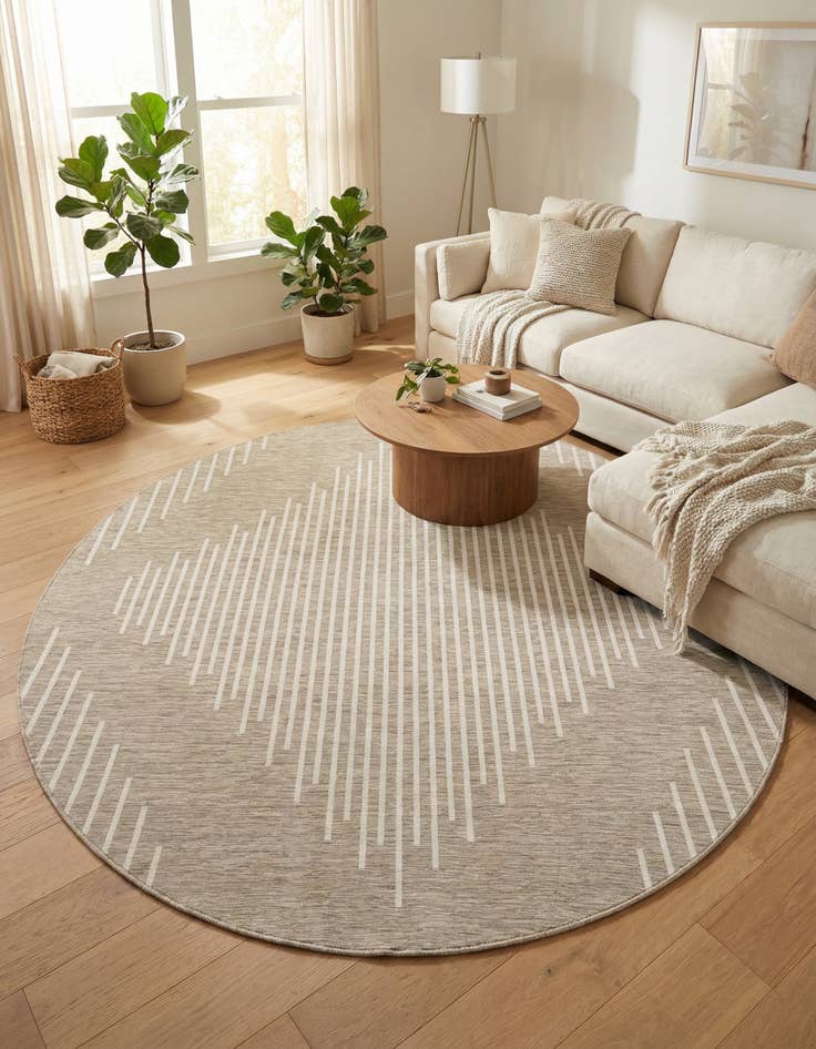 Detail image of 10' x 10'  Washable Modern Indoor / Outdoor Round Rug