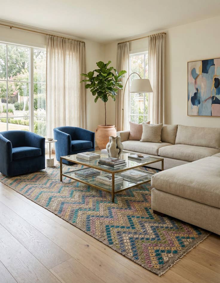 Detail image of 10' 4 x 12' 10  Hand Woven Kilim Modern Wool Rug