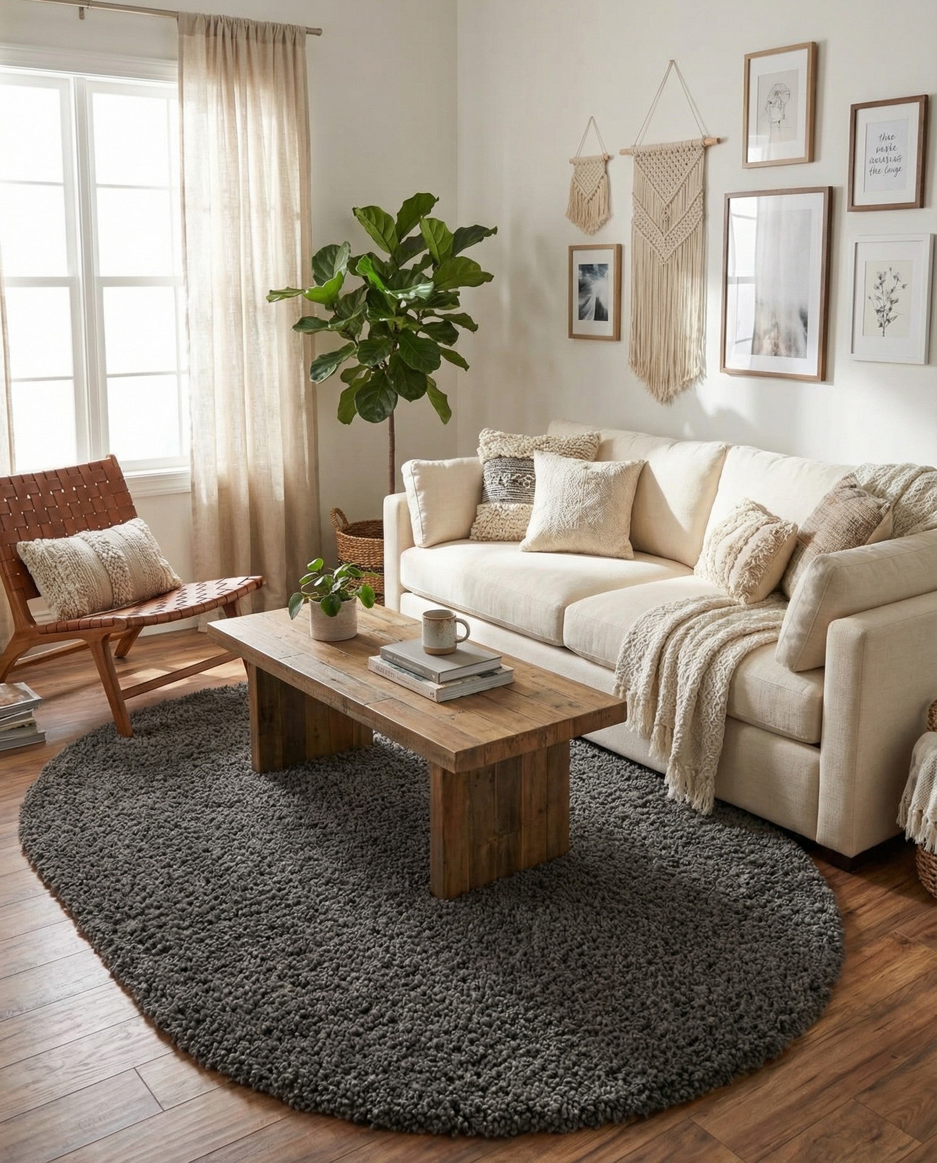  7' 10 x 10' Solid Shag Oval Rug