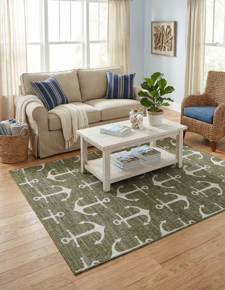 Detail image of 6' x 9'  Washable Coastal Indoor / Outdoor Rug