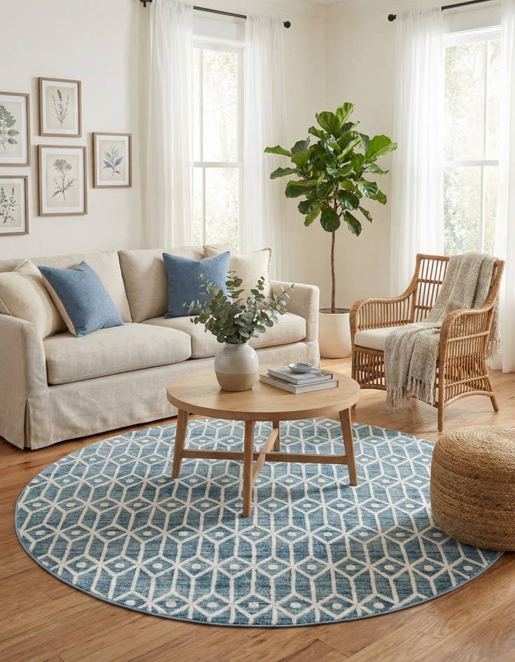 Detail image of  8' x 8' Lattice Trellis Round Rug