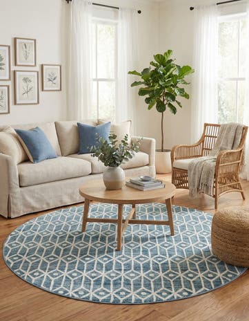 8' x 8' Lattice Trellis Round Rug