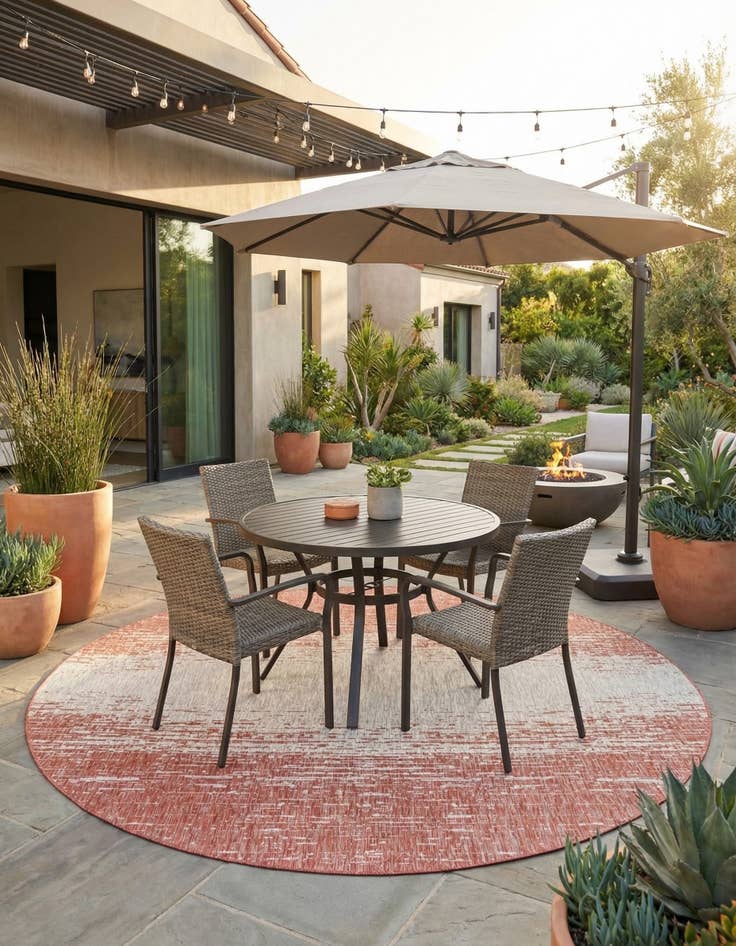 Detail image of  10' 8 x 10' 8  Washable Modern Indoor / Outdoor Round Rug