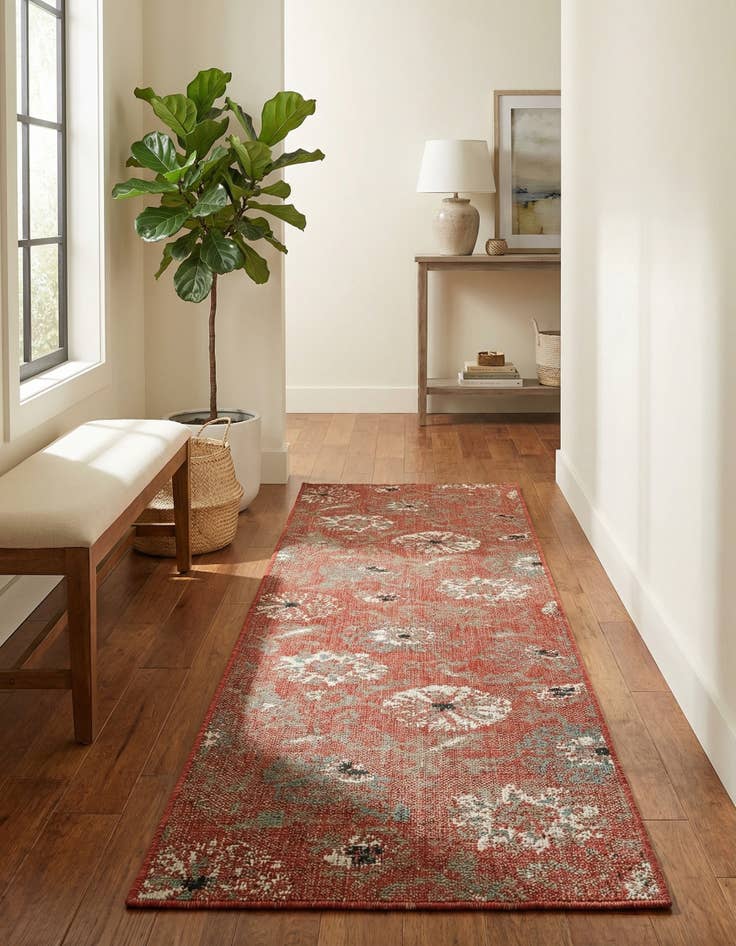 Detail image of  2' x 8'  Washable Botanical Indoor / Outdoor Runner Rug