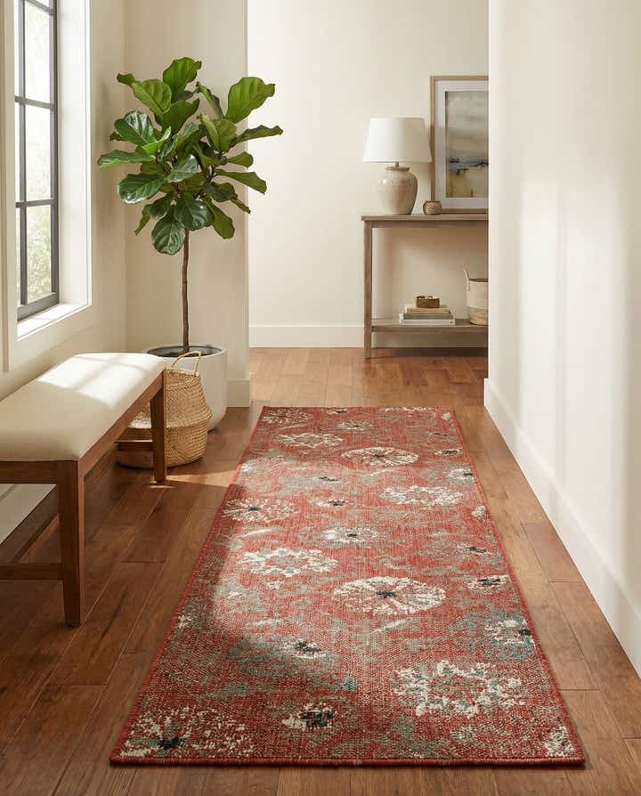 2' x 8' Easy-Clean Botanical Indoor / Outdoor Runner Rug
