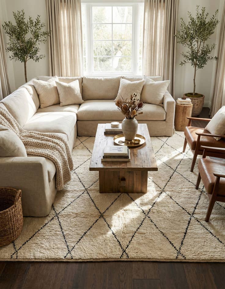 Detail image of 6' 3 x 9'  Hand Knotted Moroccan Wool Rug