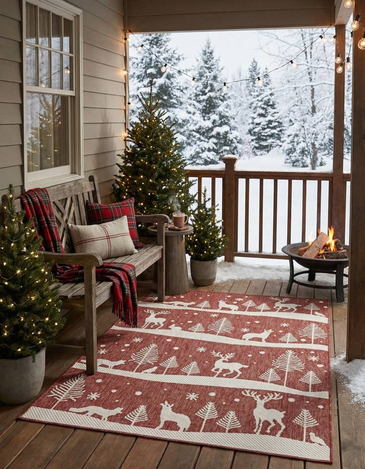 Detail image of 4' x 6'  Washable Holiday Indoor / Outdoor Rug