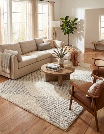 Pearl and Gray Infinity Shag Rug
