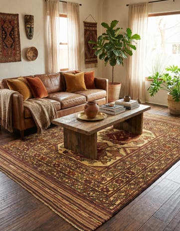 6' 1 x 9' 9 Hand Knotted Sumak Wool Rug