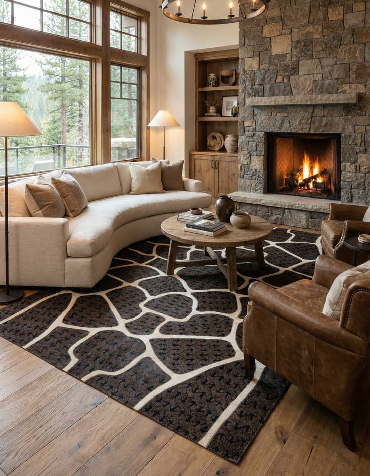 Detail image of  5' 2 x 8' Cowhide - Patchwork Rug